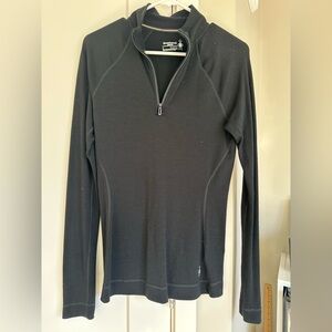 Smartwool Black Quarter-Zip Merino 250 Pullover, size large